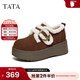 他她（TATA）女鞋2025冬季新款棉鞋厚底百搭女勃肯鞋毛毛鞋子CMC02DM5 啡色（仿毛里） 38