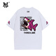 PNJ美式高街撞色卡通像素趣味鯊魚(yú)閃電格子拼色男女款時(shí)尚短袖T恤 白色 XL