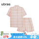 ubras劉雯同款睡衣女生純棉格子紋短袖短褲家居服套裝春夏款 閃耀粉色 S