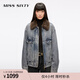 MISS SIXTY2025秋季新款牛仔外套女可拆卸毛領(lǐng)搖粒絨內膽寬松短款 復古藍 S