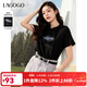 LAGOGO珠光質(zhì)感星空印花T恤女拉谷谷2025年夏季新款顯瘦純棉黑色t 黑色 M