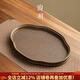 陶羽復古竹制托盤(pán)海棠形編織席面茶托盤(pán)日式高檔干泡茶盤(pán)茶奉壺托盤(pán) 竹編織海棠盤(pán)·小號