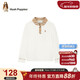 暇步士（Hush Puppies）童裝女童POLO衫大童學(xué)院風(fēng)長(cháng)袖T恤兒童上衣 本白    160   