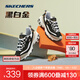 斯凱奇（Skechers）黑白金熊丨男女老爹鞋復古熊貓鞋情侶風(fēng)潮流增高運動(dòng)休閑 【男款】黑色/金BKGD(黑金) 43