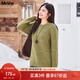 MsShe【加厚羊毛花紗混紡】大碼女裝2025冬裝胖mm寬松高彈毛衣女 油彩綠色現貨 2XL