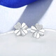 絲芙蒂（silverdews）999銀飾四葉草耳釘女氣質(zhì)日韓國個(gè)性簡(jiǎn)約創(chuàng  )意潮人學(xué)生耳環(huán)耳飾品 999足銀（鑲鉆 四葉草耳釘一對）