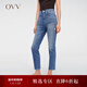 OVV春夏熱賣(mài)女裝意大利進(jìn)口面料九分鉛筆褲休閑牛仔褲 中藍（凈色）01 27