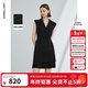 朗姿醋酸法式收腰氣質(zhì)西裝裙女無(wú)袖短裙夏季新款黑色連衣裙 黑色 XL