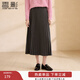 香影灰色a字半身裙女2025冬季新款百褶裙中長(cháng)款垂感通勤高腰傘裙 中灰 L 165/68A/110-125斤