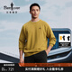 比音勒芬【雙面針織肌理】春秋款男士新年休閑印花肩袖圓領(lǐng)長(cháng)袖T恤上衣 73芥黃色 M
