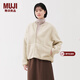 MUJI女式 長(cháng)毛抓絨 夾克 女短外套 25年冬季 搖粒絨女裝 BB2T9C5A 象牙色 M (160/84A)