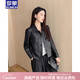 羅蒙品牌海寧綿羊皮真皮皮衣女2026秋冬新款流行休閑皮夾克外套 經(jīng)典黑色 S