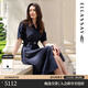 歌力思（ELLASSAY）【博主同款】25春夏新款釘珠復古松弛襯衫連衣裙女EWE361Y01200 藏藍色 M