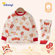 嬰蓓依兒童內衣套裝春秋款小童紅色拜年秋衣秋褲寶寶打底睡衣套頭家居服 蘋(píng)蘋(píng)安安 100 身高91-100cm 可開(kāi)肩/兩用襠