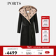 PORTS寶姿女裝2024秋季新款LOGO提花連帽羊毛大衣ALT9C009UZW022 黑色印花 M （6）