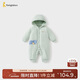 童泰（TONGTAI）嬰兒連體衣冬季純棉夾棉寶寶衣服新生兒連帽哈衣爬服綠色73cm