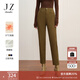 玖姿·安娜蔻休閑刺繡加絨保暖顯瘦鉛筆褲牛仔長(cháng)褲女冬款 咖啡 2XL