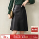 尚都比拉秋季時(shí)髦高質(zhì)感PU皮裙高腰顯瘦半身裙百搭a字裙 雅黑色 L 
