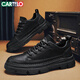 卡帝樂(lè )鱷魚(yú)（CARTELO）男鞋秋冬季2025潮流休閑鞋子男厚底工裝皮鞋男士馬丁鞋 黑色 42碼