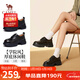 駱駝（CAMEL）小皮鞋女百搭學(xué)院風(fēng)厚底休閑深口鞋 L25A504076 黑色  37 