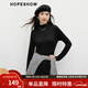 紅袖（hopeshow）打底長(cháng)袖T恤2025冬季新款女裝【無(wú)齡】基礎內搭半高領(lǐng)百搭上衣 黑3050 XL