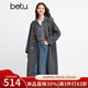 百圖betu女裝冬季新款毛呢外套西裝領(lǐng)綿羊毛氣質(zhì)大衣外套2412X01 深灰 M