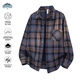 頂峰保羅（Dingfengbaoluo）美式復古格子襯衫男春季寬松撞色潮流百搭襯衣外套SKD51黑色L