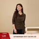 纖莉秀【設計感蕩領(lǐng)針織衫】大碼女裝系帶顯瘦上衣胖mm2025秋新款4577 咖啡色 2XL