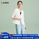 藍地（LANDI）[禪意光澤]優(yōu)雅氣質(zhì)修身短款小西裝外套女五分袖夏新品 純白色 M