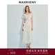 MAXRIENY優(yōu)雅度假風(fēng)吊帶連衣裙露肩收腰長(cháng)裙端莊訂婚小白裙 米白 S