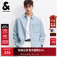 杰克·瓊斯（JACK&JONES）男裝26年春秋季新款牛仔長(cháng)袖襯衫男純棉柔軟親膚休閑襯衣外套薄款 E40淺牛仔藍 常規 M