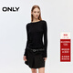 ONLY2025秋季新款圓領(lǐng)輕盈舒適修身亮片長(cháng)袖針織衫女|125324036 H1Z黑色 M