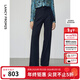 朗姿新款氣質(zhì)高腰顯瘦通勤職業(yè)闊腿西裝褲直筒春季新款長(cháng)褲西褲女 暮色藏藍色 L