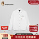 暇步士（Hush Puppies）童裝男童全棉長(cháng)袖襯衫秋季兒童學(xué)院風(fēng)休閑襯衣 本白    150   