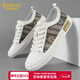 卡賓男鞋春季透氣鞋子男韓版潮流帆布鞋男百搭輕奢休閑辦鞋時(shí)尚潮鞋男 米色 41