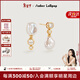 Amber Lollipop巴洛克珍珠耳墜女士小眾感耳釘耳飾新年情人節生日禮物送女友老婆 金色-白花瓣