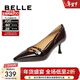 百麗（Belle）時(shí)尚百搭高跟鞋女商場(chǎng)同款舒適牛皮細跟單鞋BKR03AQ4 酒紅色 36 (230mm)