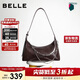 百麗【新年禮物】女包25秋褶皺油蠟皮單肩斜挎腋下包BA868CX5 啡色