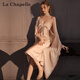 拉夏貝爾（La Chapelle）純欲風(fēng)帶胸墊冰絲睡衣女士蕩領(lǐng)加長(cháng)款吊帶裙子睡袍性感情趣家居服