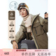 紫涵（ZIHAN）紫涵戶(hù)外工裝風(fēng)連帽短外套女2024年冬季新款防風(fēng)加絨雪橇服派克服 山霧綠 S