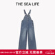 THE SEA LIFE牛仔褲女歐海一生 100%棉寬松休閑牛仔背帶褲25夏季直筒褲16133 牛仔藍 S