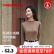三槍?zhuān)═HREEGUN）女士基礎長(cháng)袖打底衣新疆棉長(cháng)絨棉羅紋秋冬純色內搭 奶咖（半高領(lǐng)） 2XL