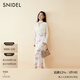 SNIDEL2025春夏時(shí)尚高腰開(kāi)叉印花魚(yú)尾半身裙含腰帶SWFS251204 粉色 M (1)