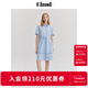 ELAND衣戀襯衫短袖連衣裙女收腰顯瘦休閑A字短裙夏季新款 淺藍色(51)L/Blue M 165
