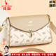 袋鼠卡拉女士包包女斜挎包2026新款送生日禮物小包中老年單肩包真皮腋下包 白配杏（送手包+卡包+雙肩帶） 小包長(cháng)24-厚8-高16厘米