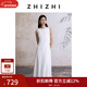 致知ZHIZHI 叢花令 一字領(lǐng)T恤料簡(jiǎn)約A字連衣裙女夏2025新款 雅白 M