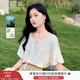 香影泡泡袖襯衫女2025夏季新款法式襯衣米色低圓領(lǐng)溫柔風(fēng)氣質(zhì)上衣 米色 M