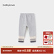 babylove嬰幼兒加絨打底褲秋冬保暖褲子拼接彈力褲寶寶百搭休閑褲 淺麻灰 100