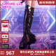 DAPHNE LAB靴子女【新年禮物寧藝卓同款】方糖過(guò)膝靴3代9CM超厚底增高長(cháng)筒靴 黑色 【博主同款】 38 (240mm)