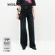 MO&Co.牛仔褲春搖滾洗褪黑色棉質(zhì)精裁高腰闊腿褲M(mǎn)BE1JEN012 牛仔黑色 M /M